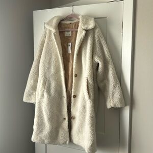 Abercrombie & Fitch Sherpa Cream Car Coat